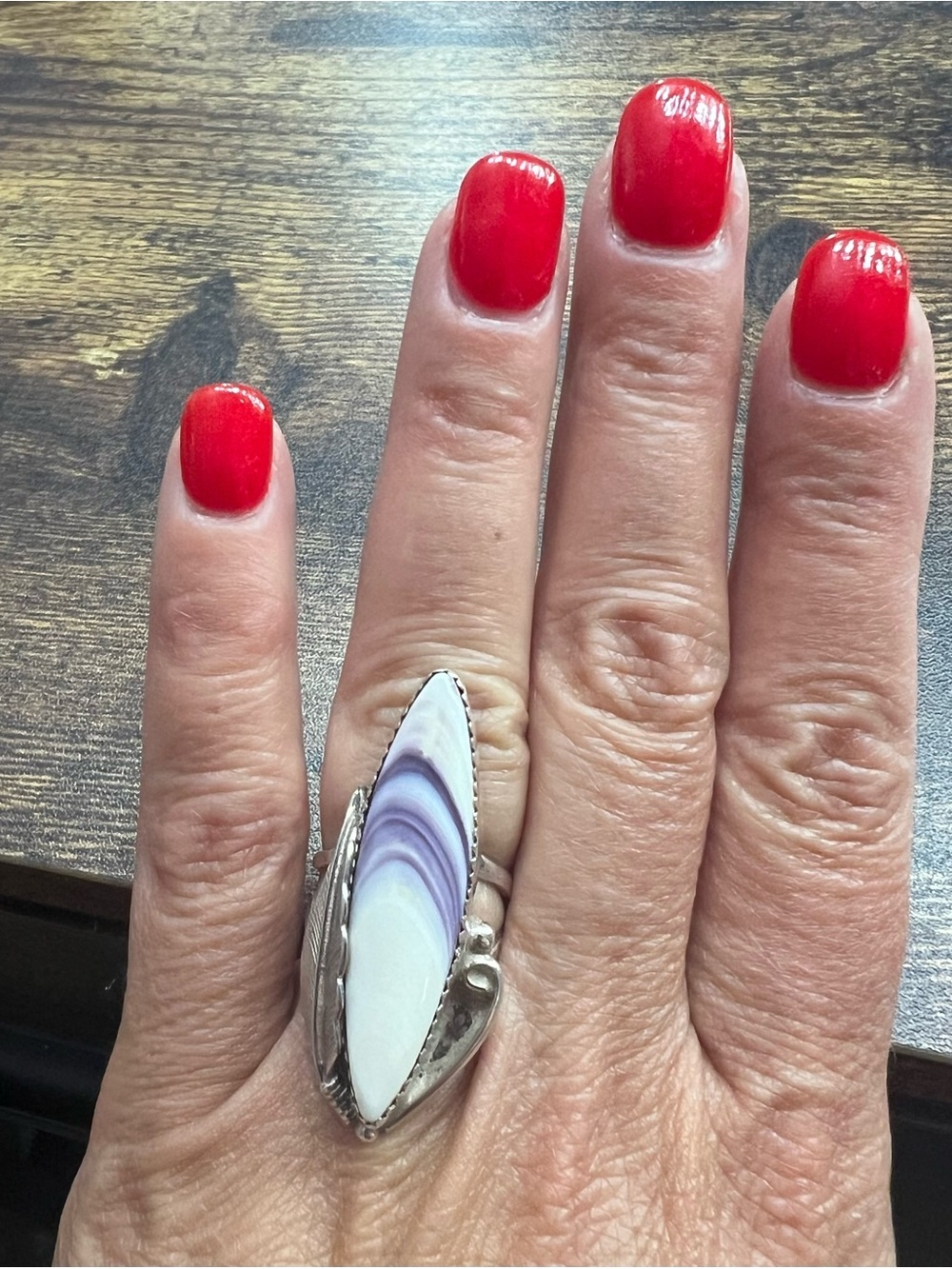 Native American Sterling Wampum Shell Ring